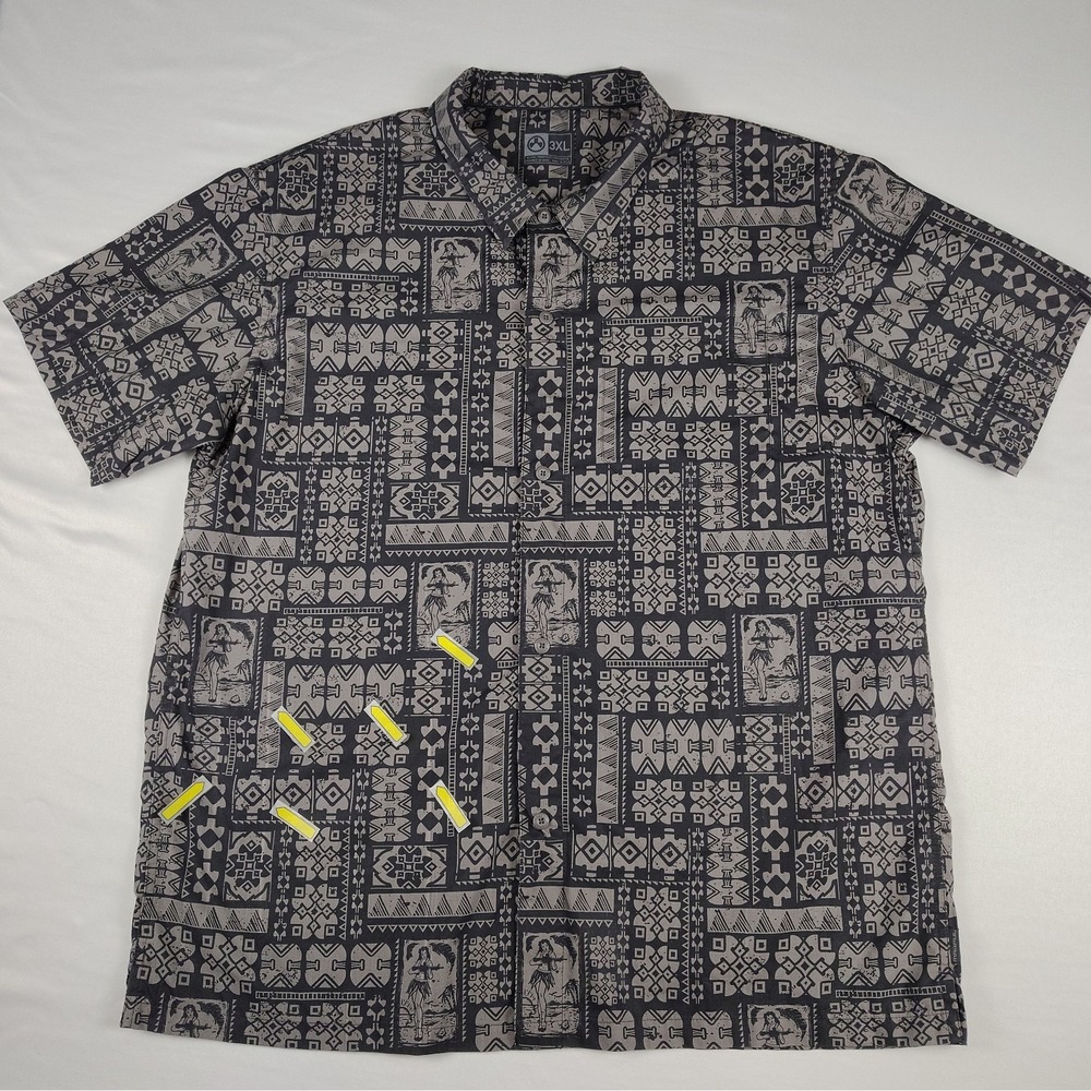 Magpul Kaneohe Short Sleeve Shirt 3XL Grey Black Tribal Hula Girl Aloha MAG767